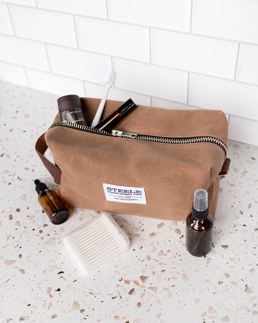 Brown Waxed Canvas Dopp Kit